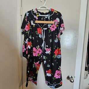 Floral Black Pajama Set